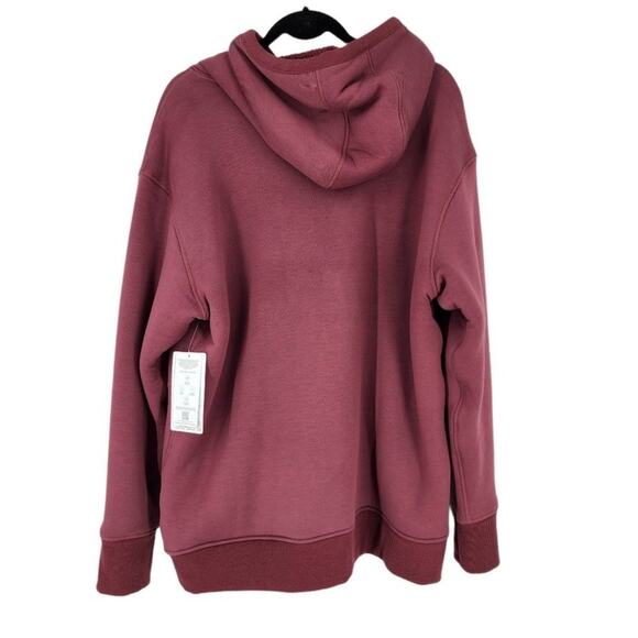 Athleta Maple Red Solstice Reversible Sherpa Crew Sweater Hoodie Size Large - Picture 4 of 5